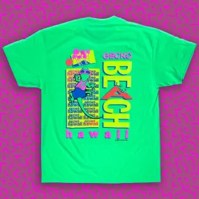 Bootleg Beach Postcard '89 - 1980's Neon Green