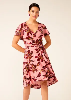 Braemar Feather Wrap Dress - Pink Ruby Lilly