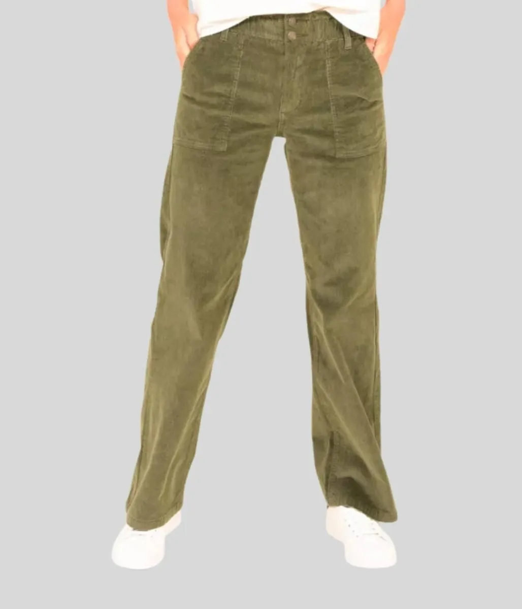 Brakeburn Green Wide Leg Corduroy Trousers