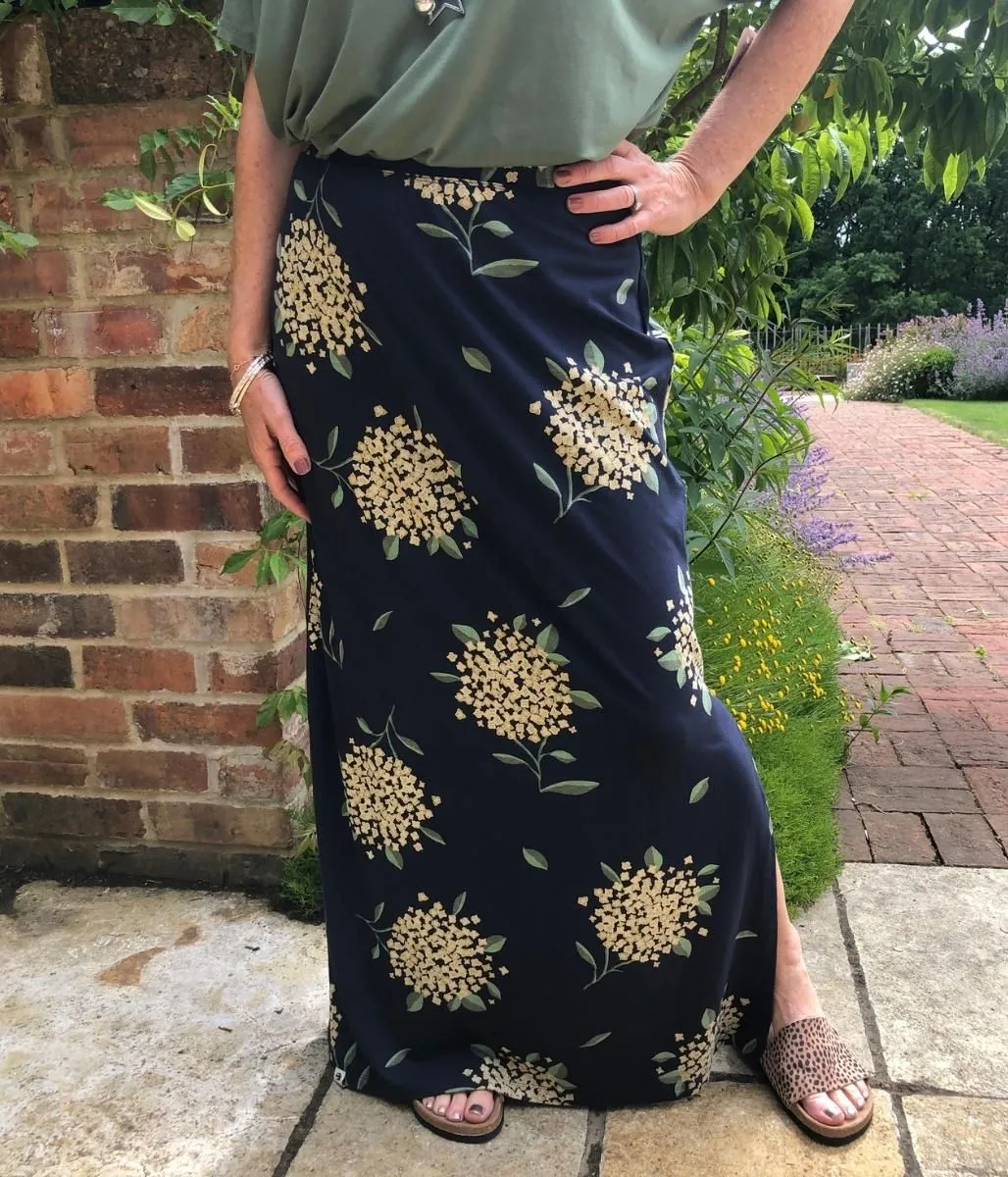 Brakeburn Navy Hydrangea Maxi Skirt