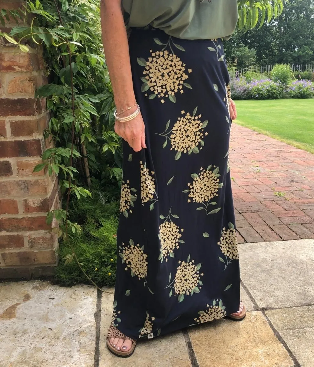 Brakeburn Navy Hydrangea Maxi Skirt