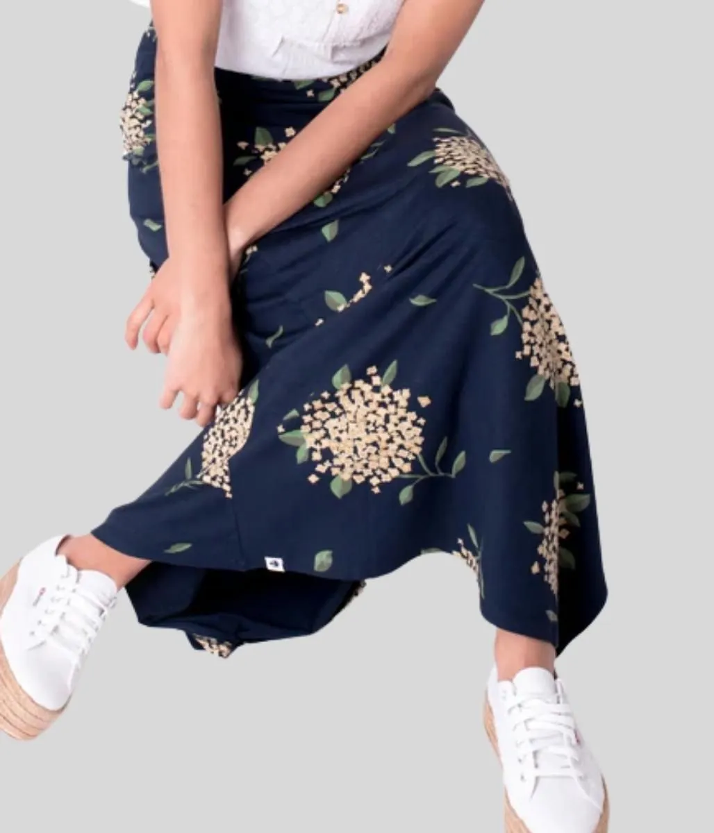 Brakeburn Navy Hydrangea Maxi Skirt