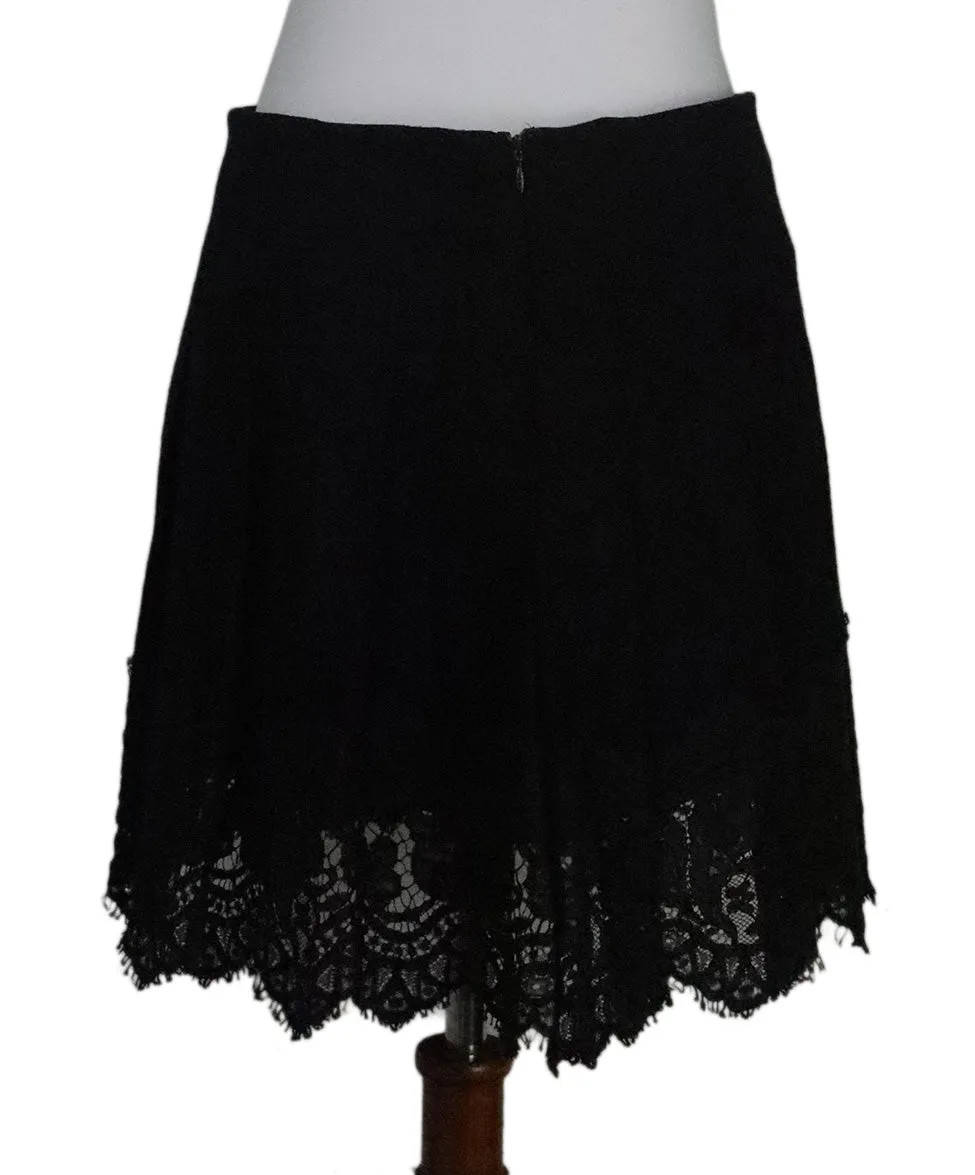 Burberry Black Wool & Lace Trim Skirt sz 10