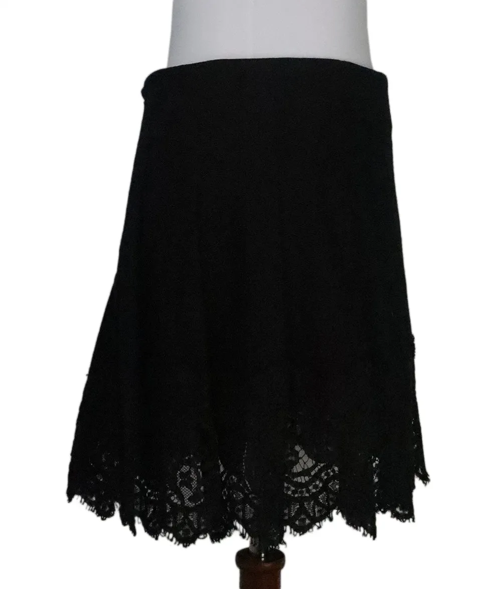 Burberry Black Wool & Lace Trim Skirt sz 10