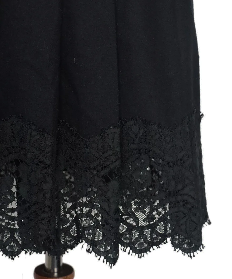 Burberry Black Wool & Lace Trim Skirt sz 10