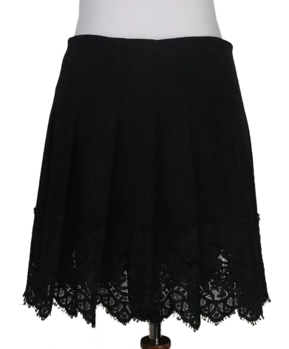 Burberry Black Wool & Lace Trim Skirt sz 10