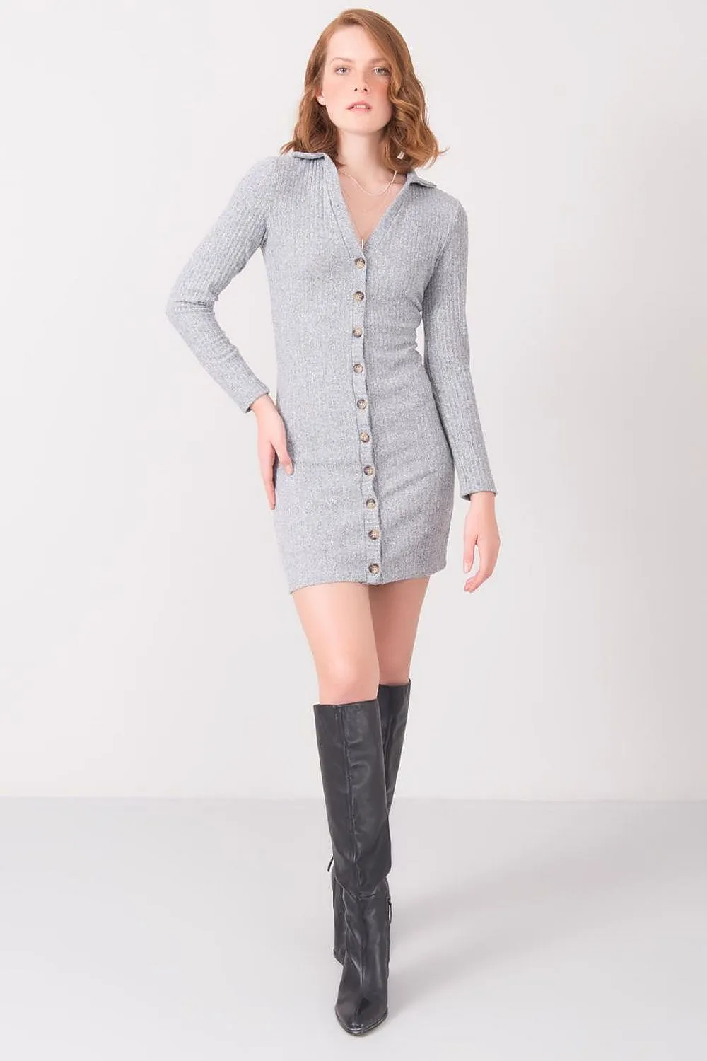 Button Daydress in Grey by Sally Fashion