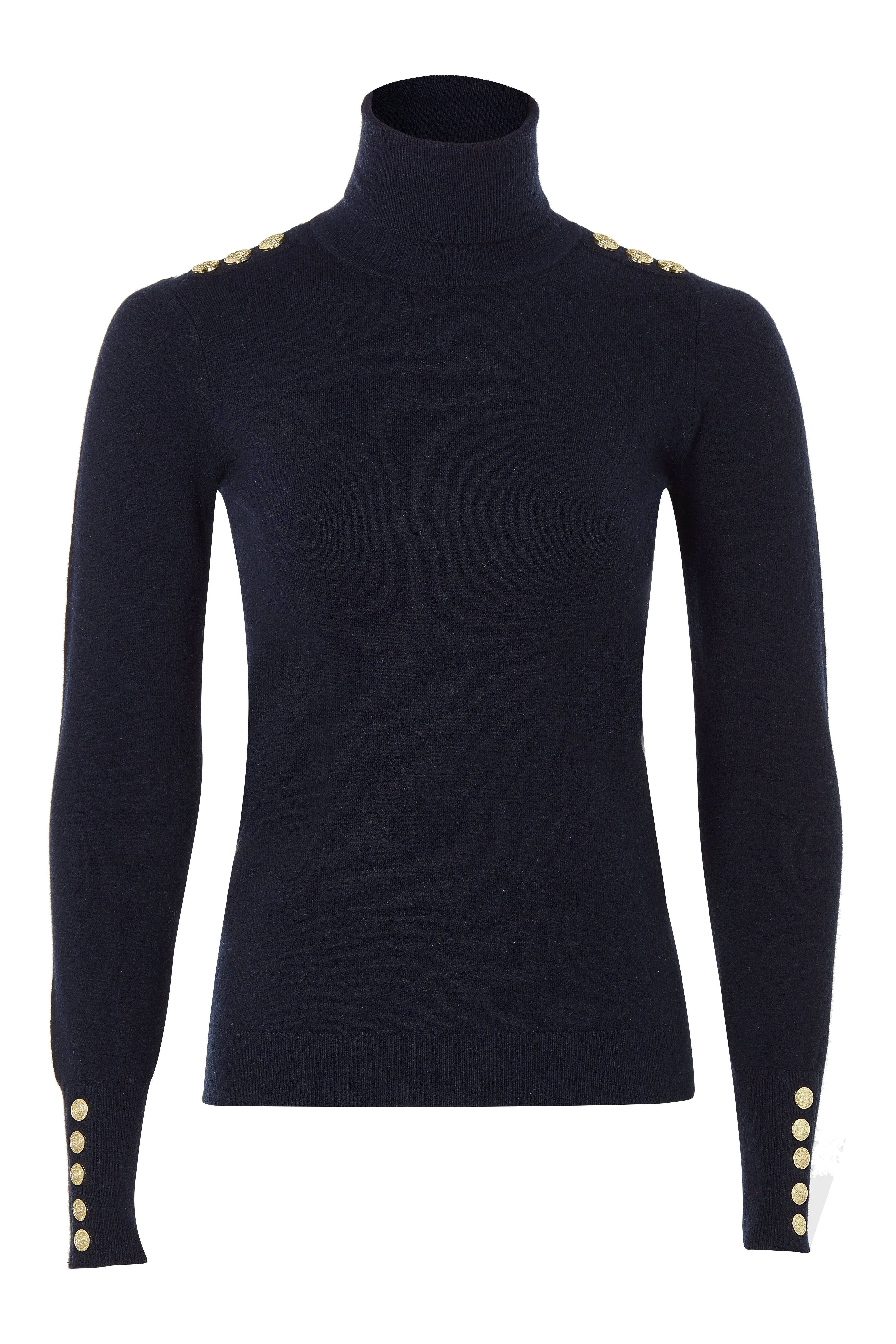 Buttoned Knit Roll Neck (Ink Navy)