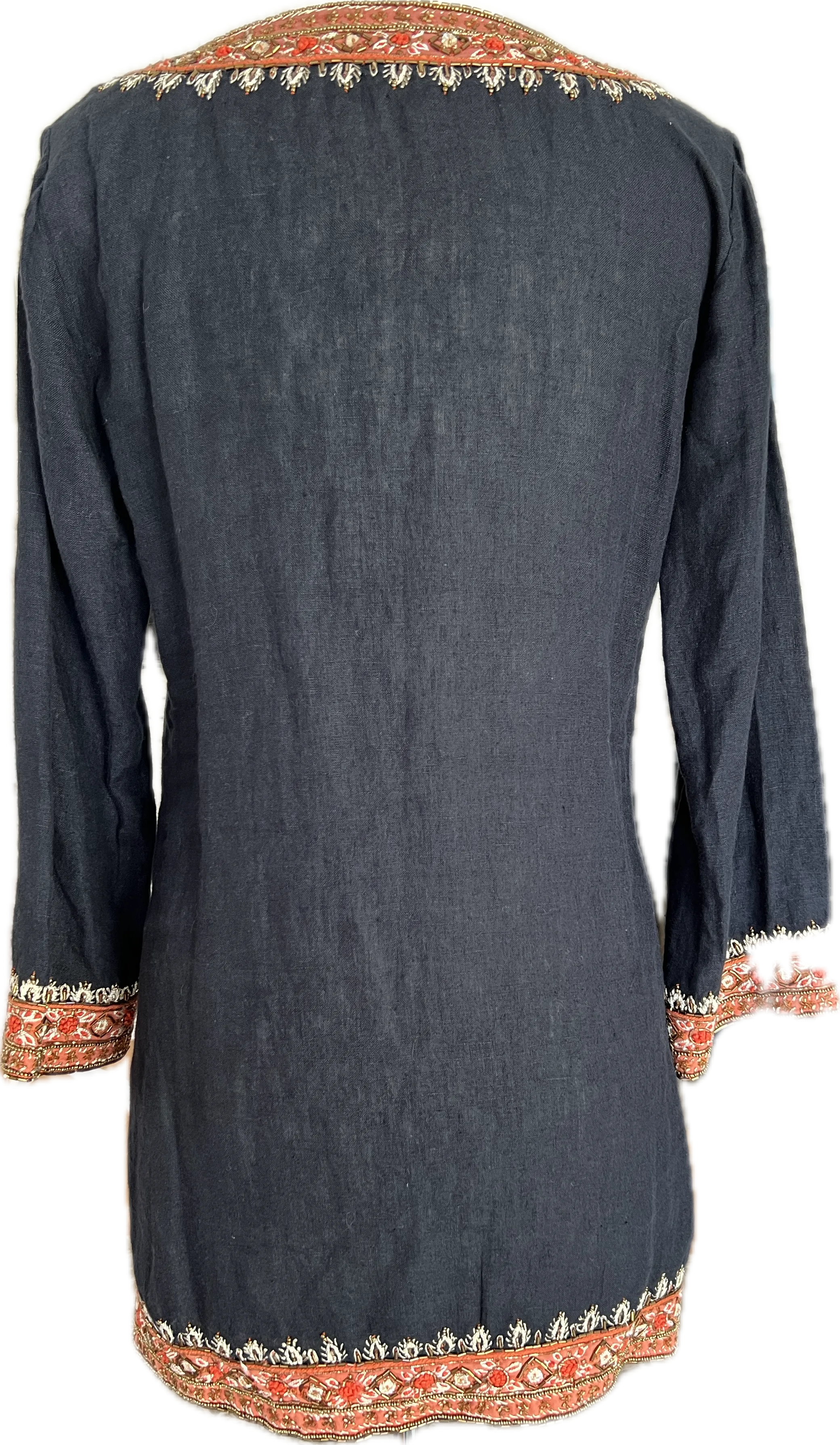 Calypso St. Barth Black Embroidered Tunic, M