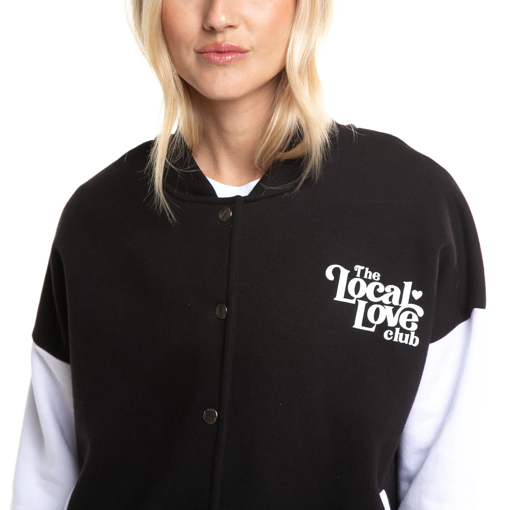 Campera Canguro Rusty The Local Love Club Varsity Jacket Ld Black