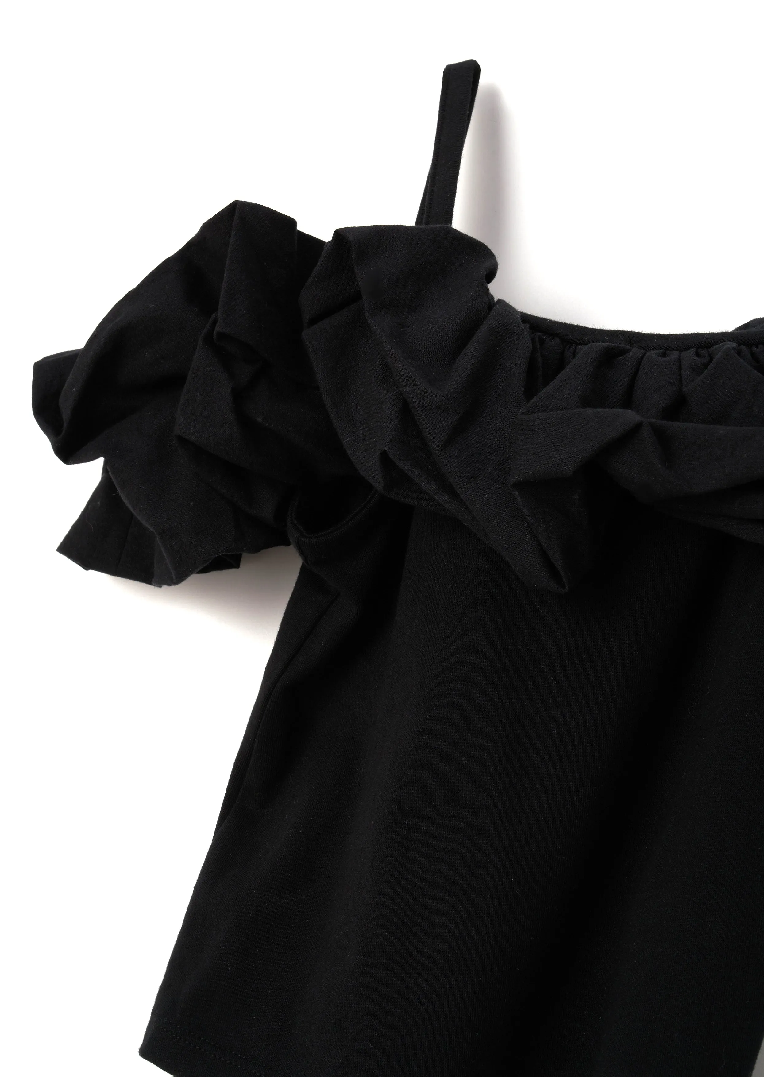 Carrie Black Ruffle Jersey Top