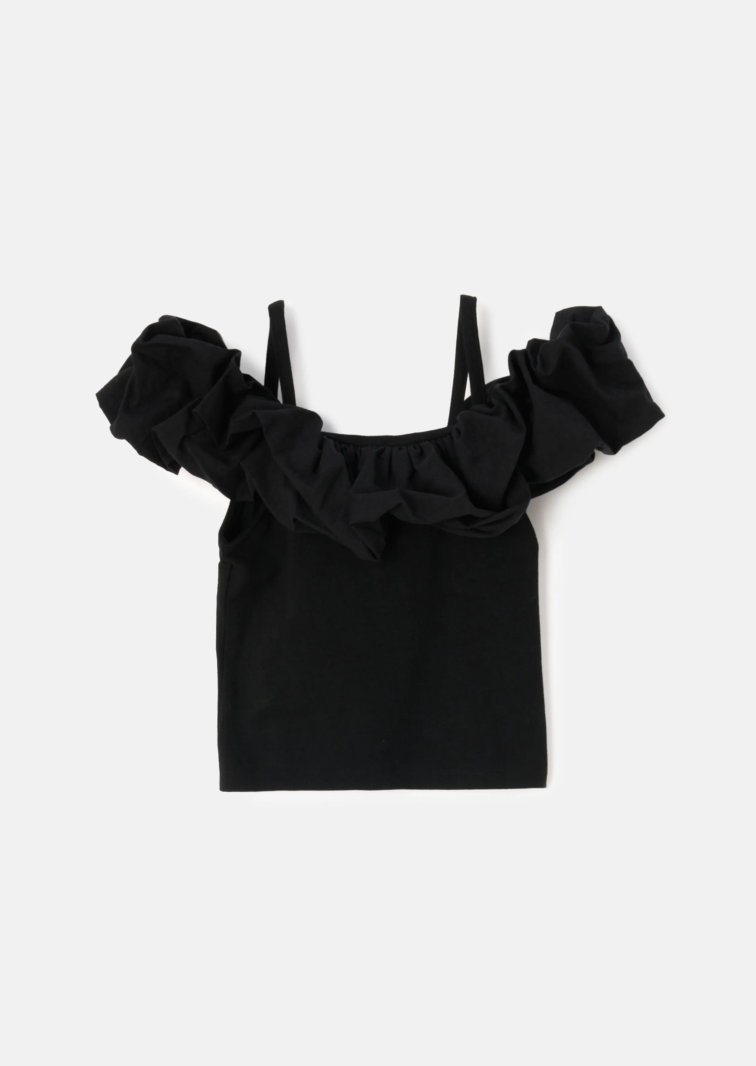 Carrie Black Ruffle Jersey Top