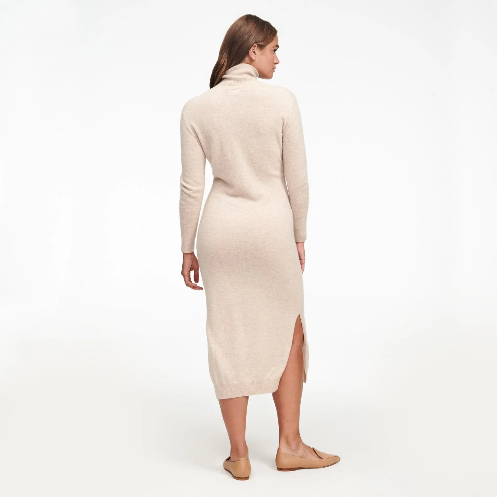 Cashmere Turtleneck Dress with Slits