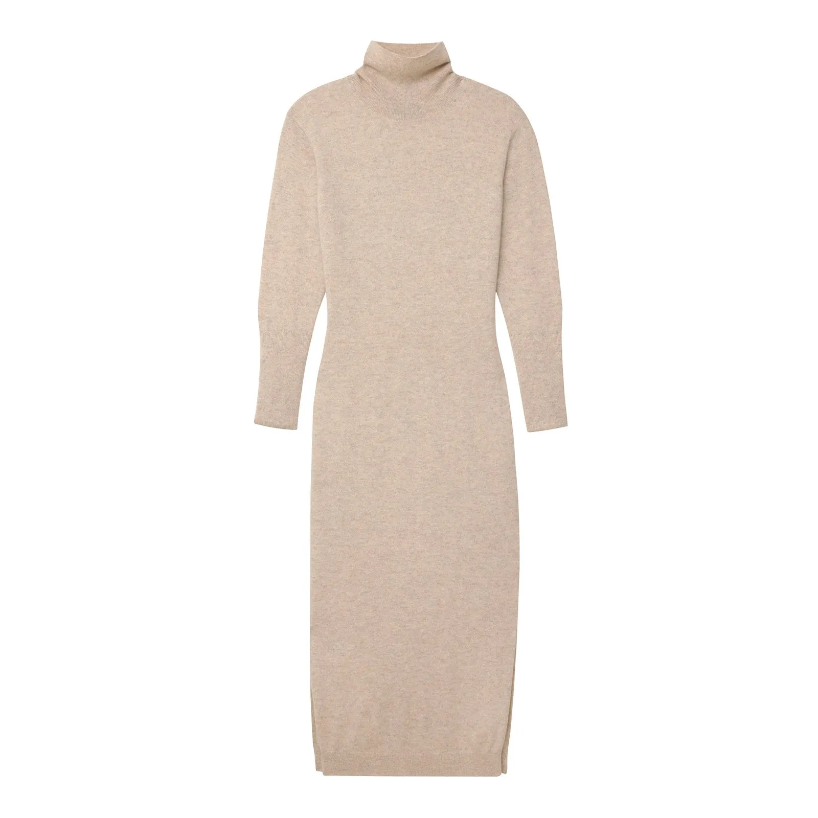 Cashmere Turtleneck Dress with Slits