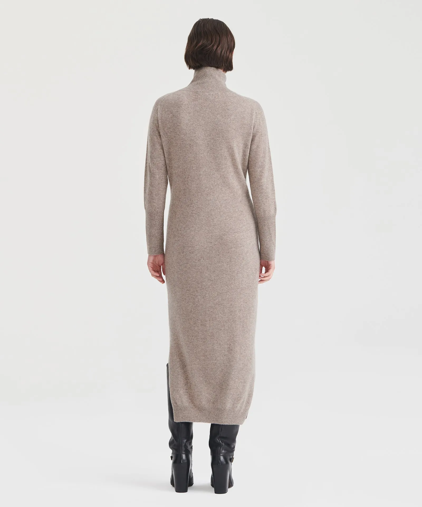 Cashmere Turtleneck Dress with Slits