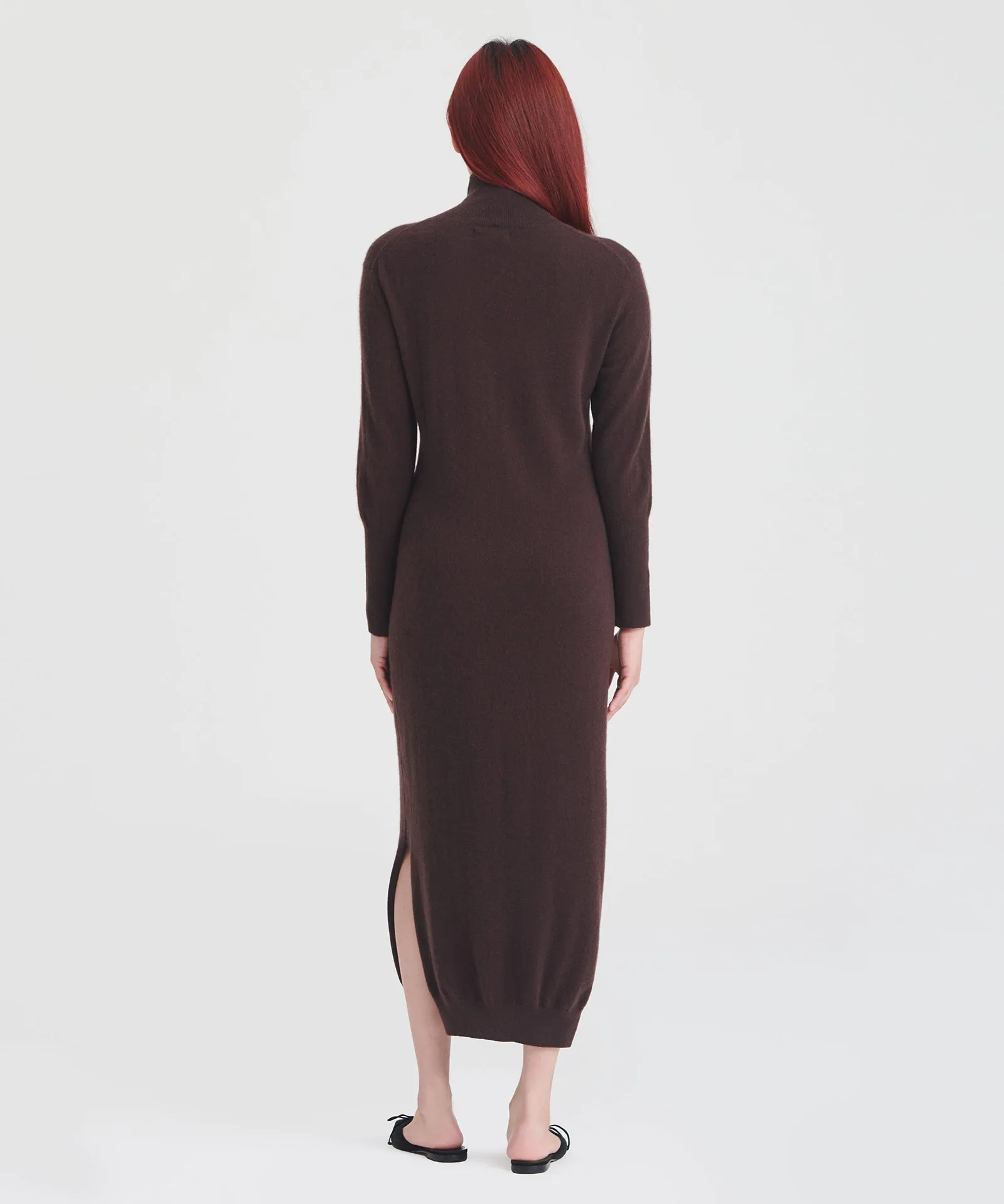 Cashmere Turtleneck Dress with Slits