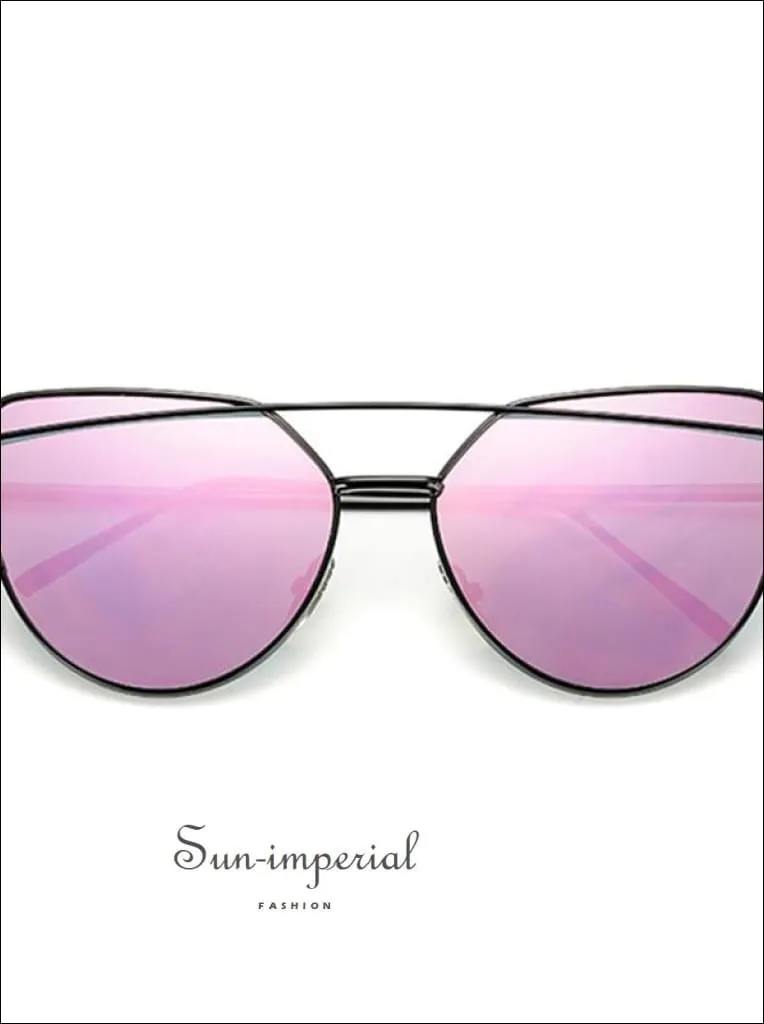 Cat Eye Sunglasses Women Vintage Metal Reflective Glasses for Women Mirror Vintage Sunniness