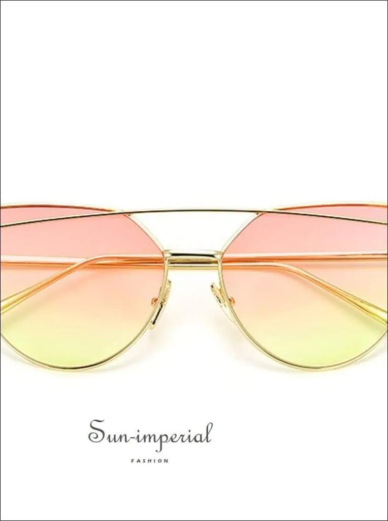 Cat Eye Sunglasses Women Vintage Metal Reflective Glasses for Women Mirror Vintage Sunniness