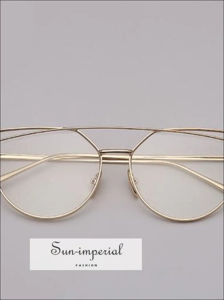 Cat Eye Sunglasses Women Vintage Metal Reflective Glasses for Women Mirror Vintage Sunniness