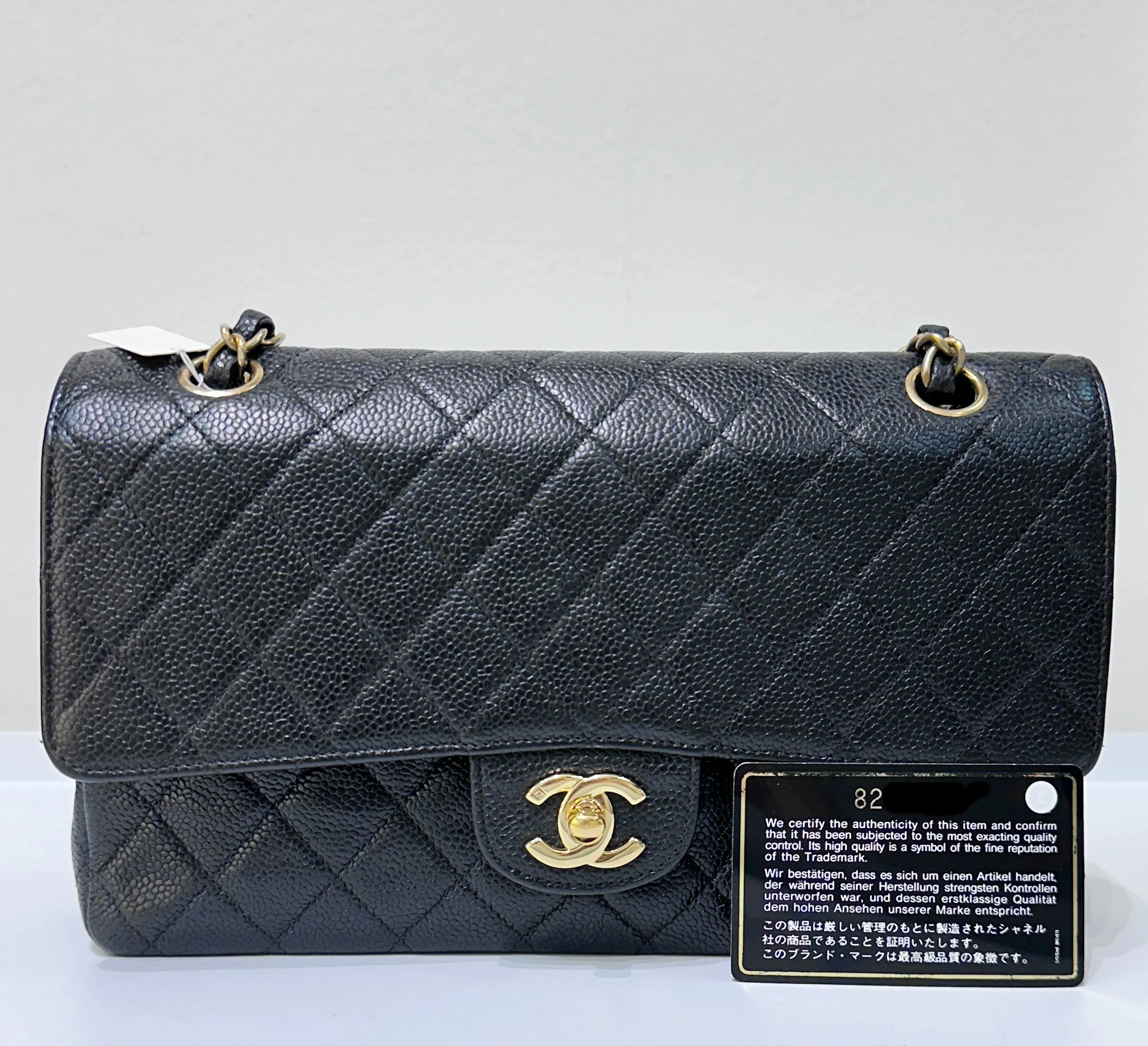 CHANEL Classic Double Flap Medium Shoulder Bag Black Caviar 24k