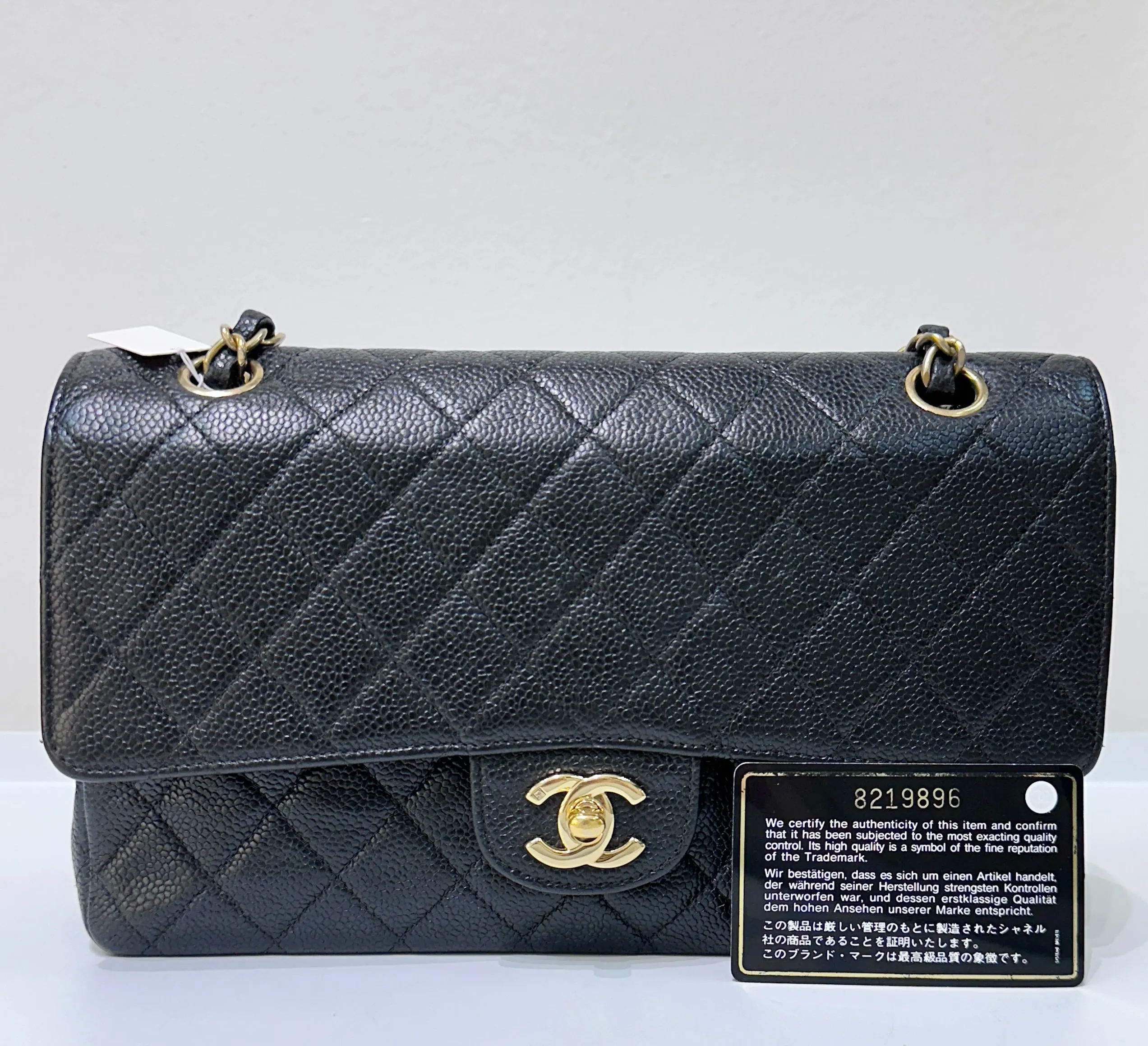 CHANEL Classic Double Flap Medium Shoulder Bag Black Caviar 24k