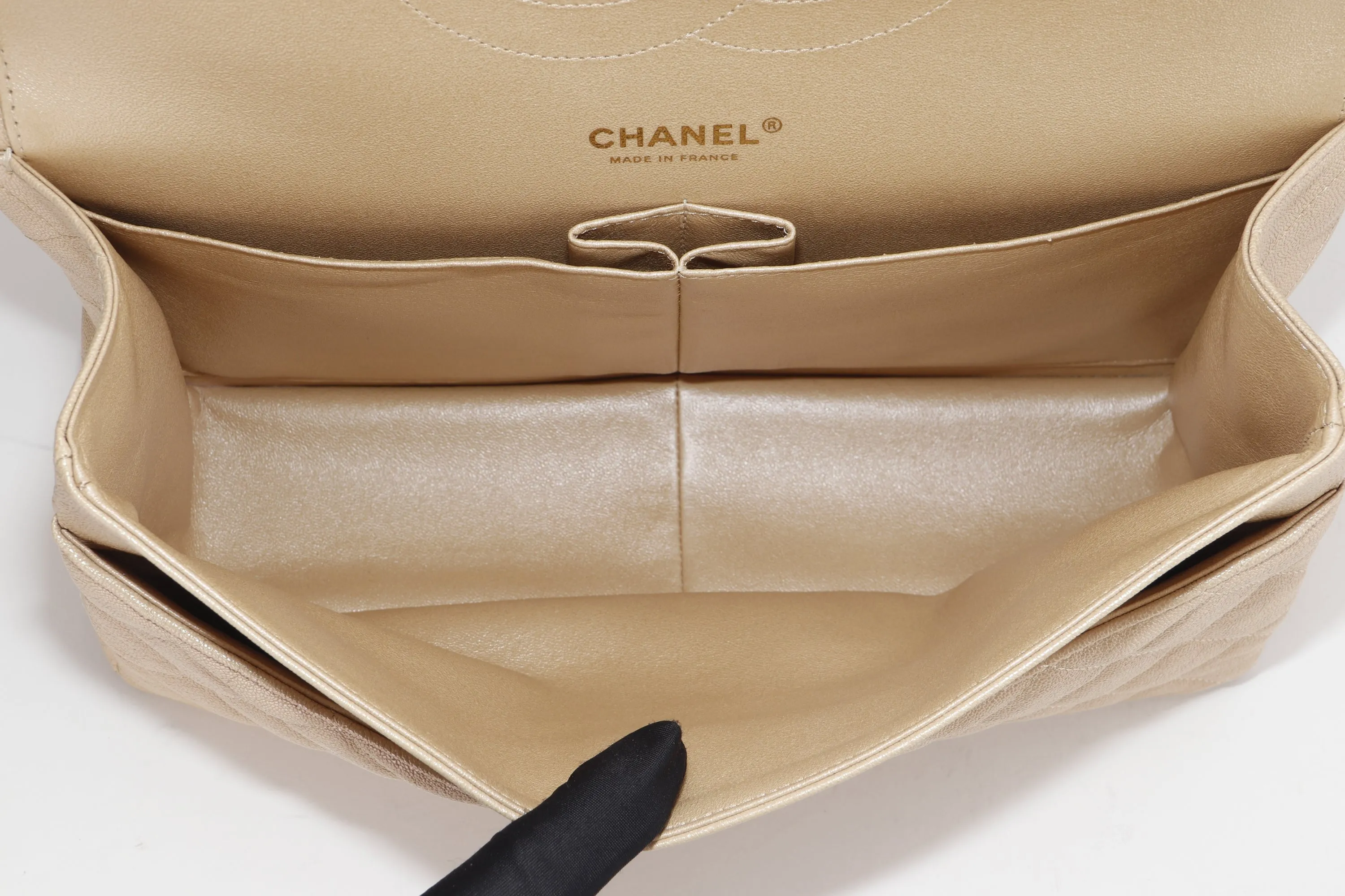 CHANEL CLASSIC FLAP JUMBO (2797xxxx) SHINY BEIGE CAVIAR LEATHER GOLD HARDWARE, WITH CARD, DUST COVER & BOX