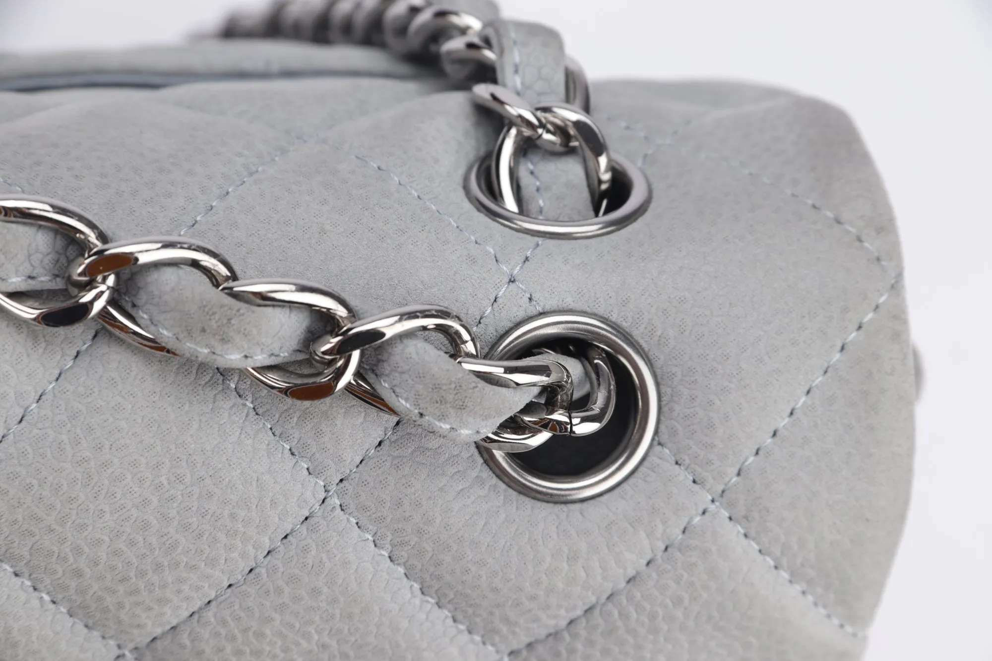 Chanel Classic Flap Maxi (1739xxxx) Grey Caviar Leather, Silver Hardware, with Card, Dust Cover & Box