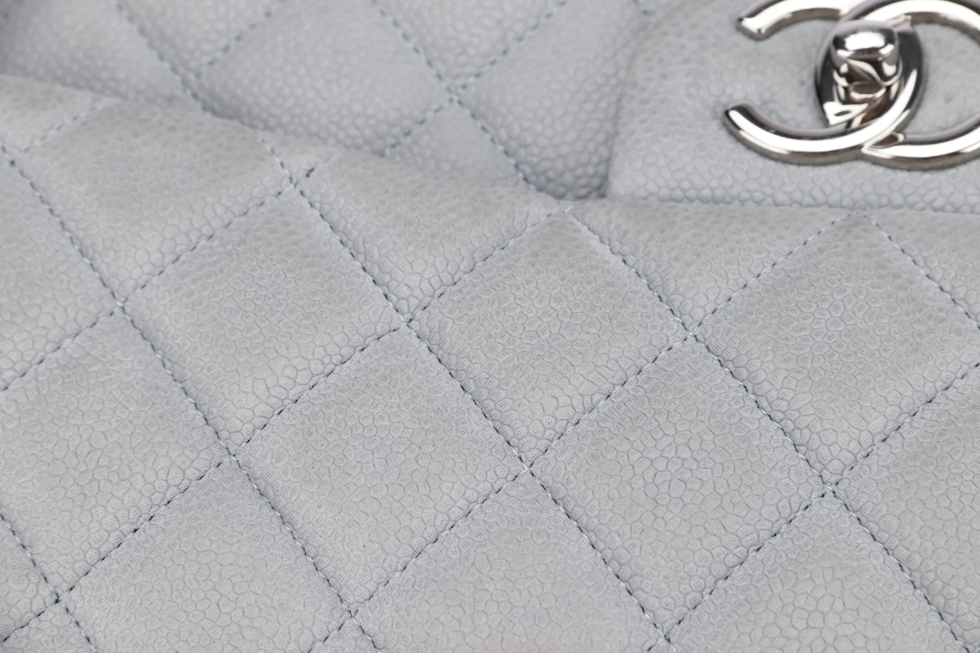 Chanel Classic Flap Maxi (1739xxxx) Grey Caviar Leather, Silver Hardware, with Card, Dust Cover & Box