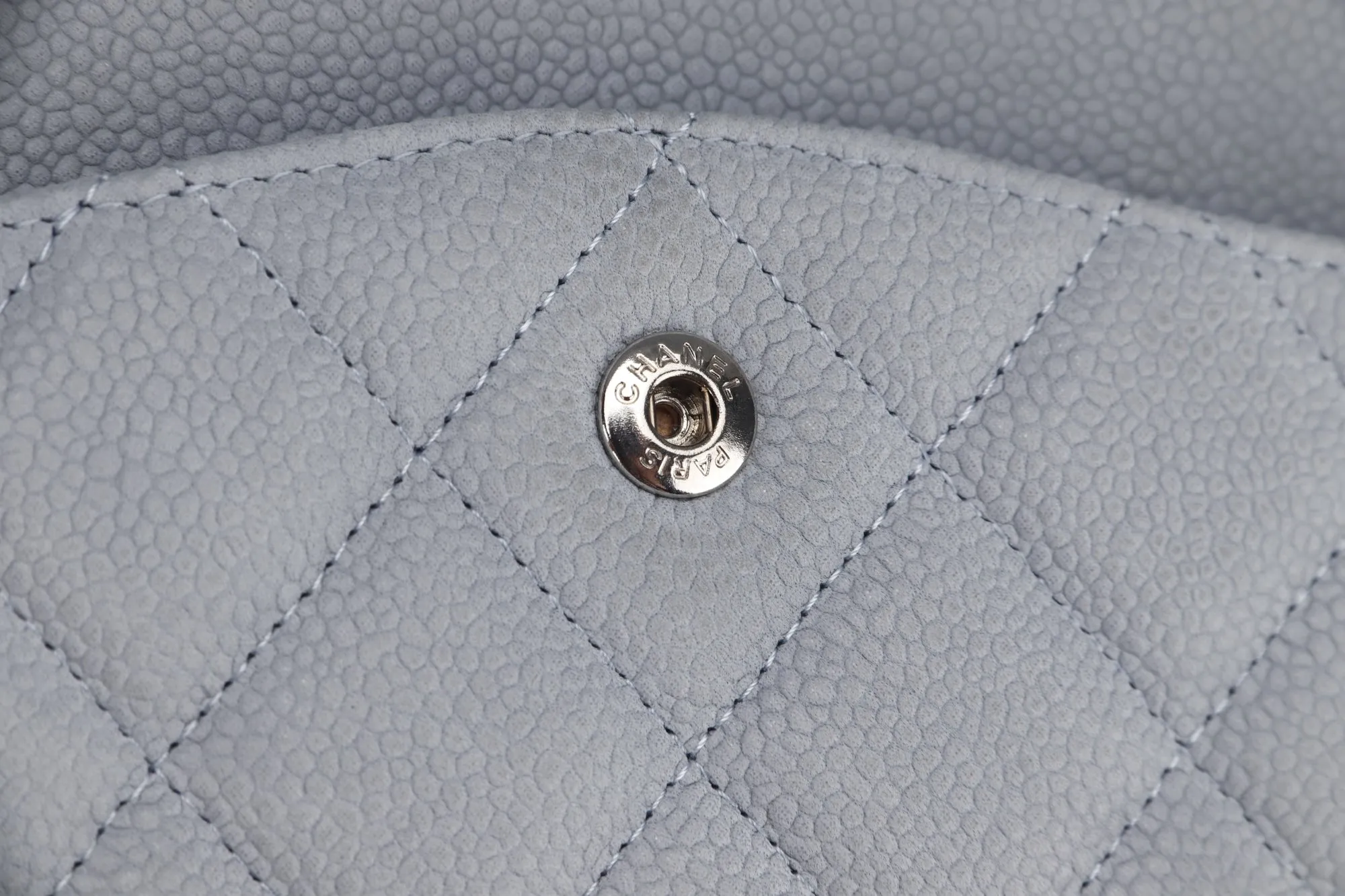 Chanel Classic Flap Maxi (1739xxxx) Grey Caviar Leather, Silver Hardware, with Card, Dust Cover & Box