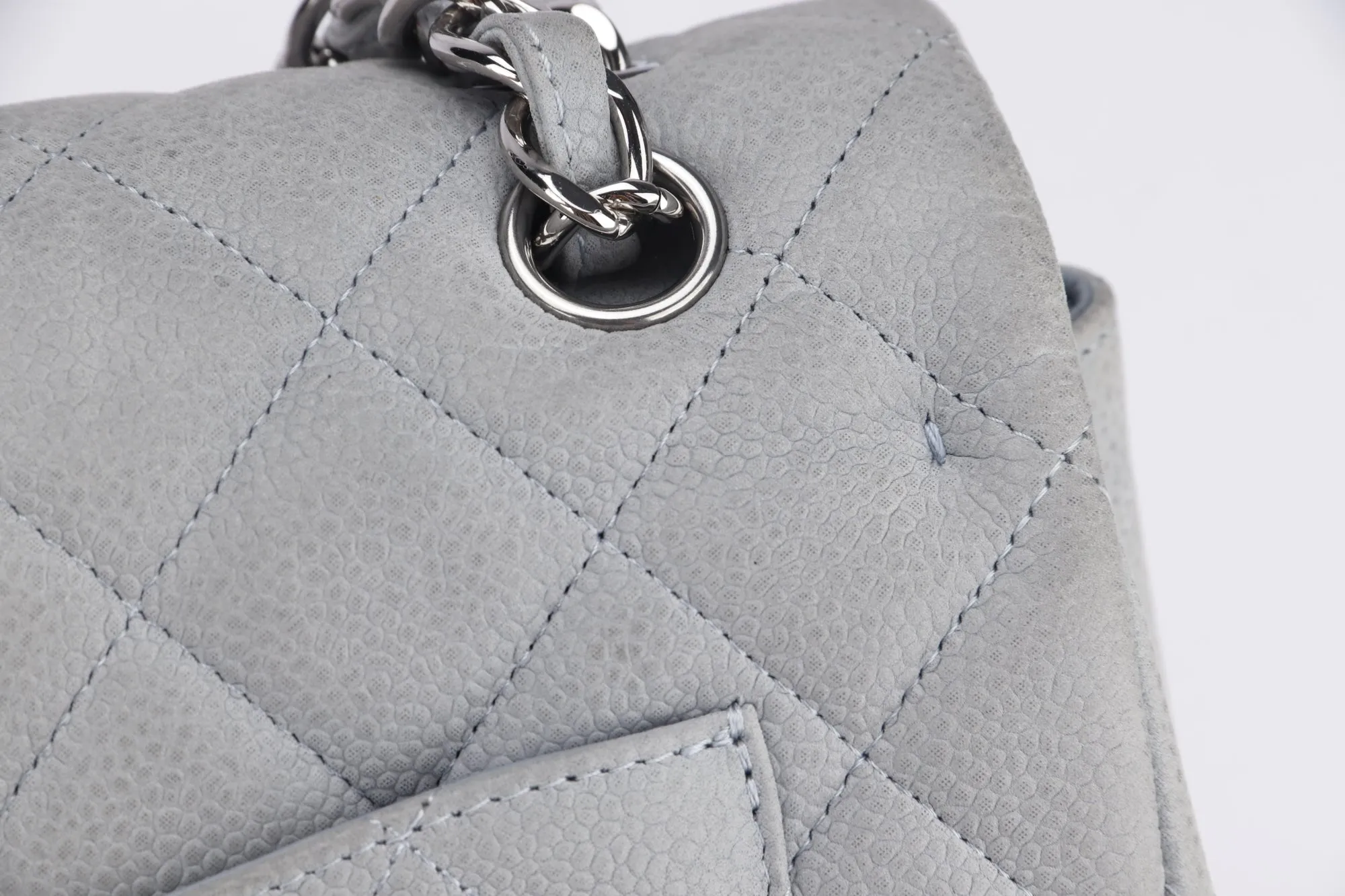 Chanel Classic Flap Maxi (1739xxxx) Grey Caviar Leather, Silver Hardware, with Card, Dust Cover & Box