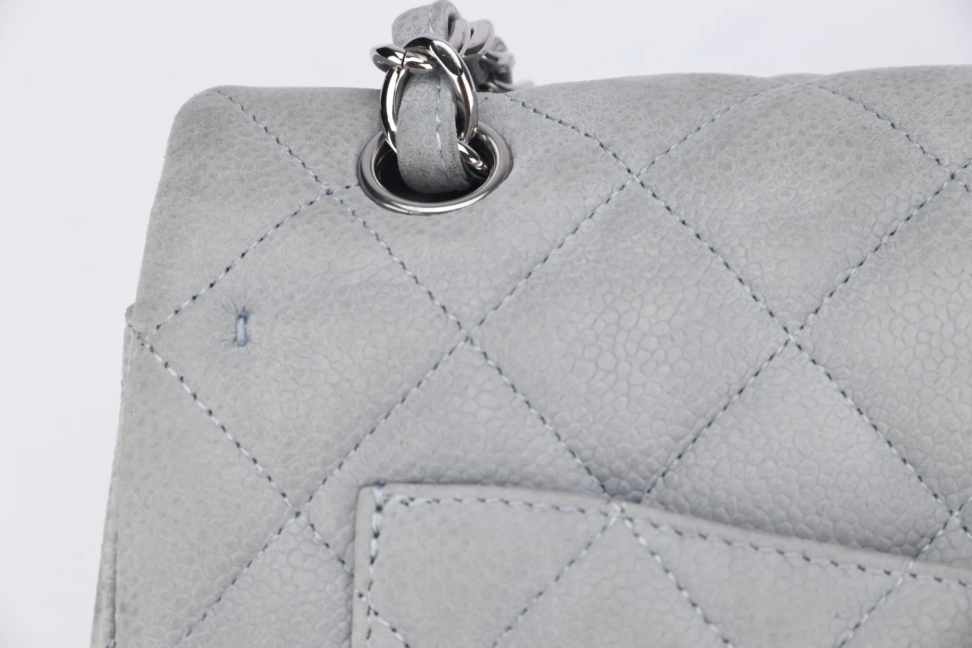 Chanel Classic Flap Maxi (1739xxxx) Grey Caviar Leather, Silver Hardware, with Card, Dust Cover & Box