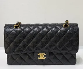 Chanel Medium Quilted Caviar Classic Double Flap Bag Black GHW