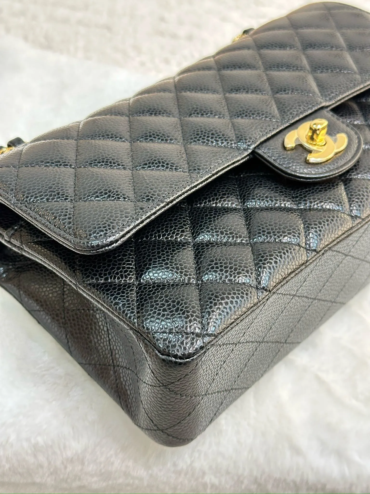 Chanel Medium Quilted Caviar Classic Double Flap Bag Black GHW