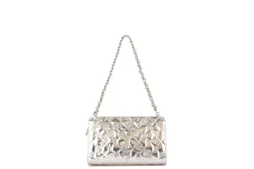 Chanel Metallic Light Gold Multi Charm Embossed Evening Zippy Pouch