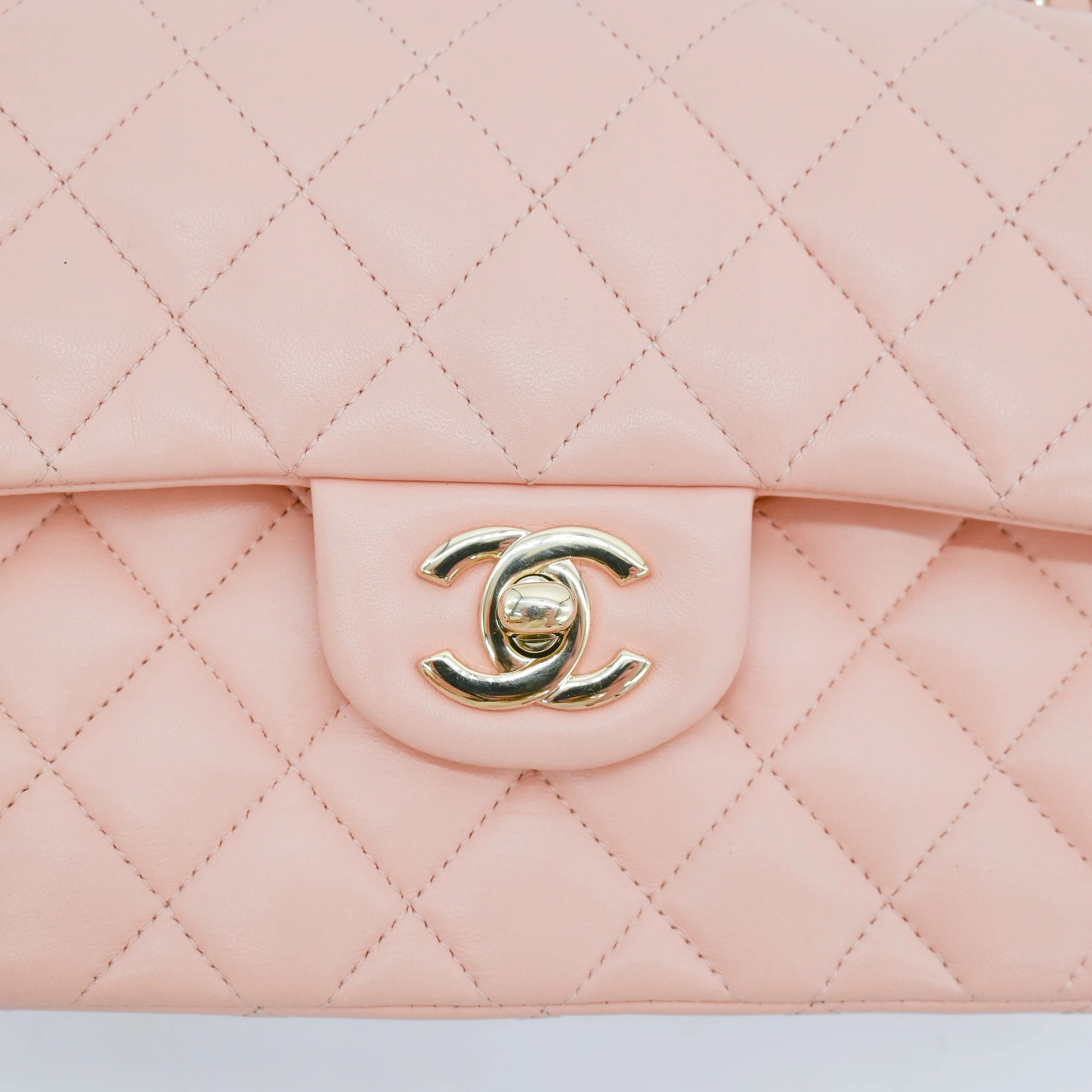 Chanel Small Classic Double Flap Pink Lambskin Light Gold Hardware