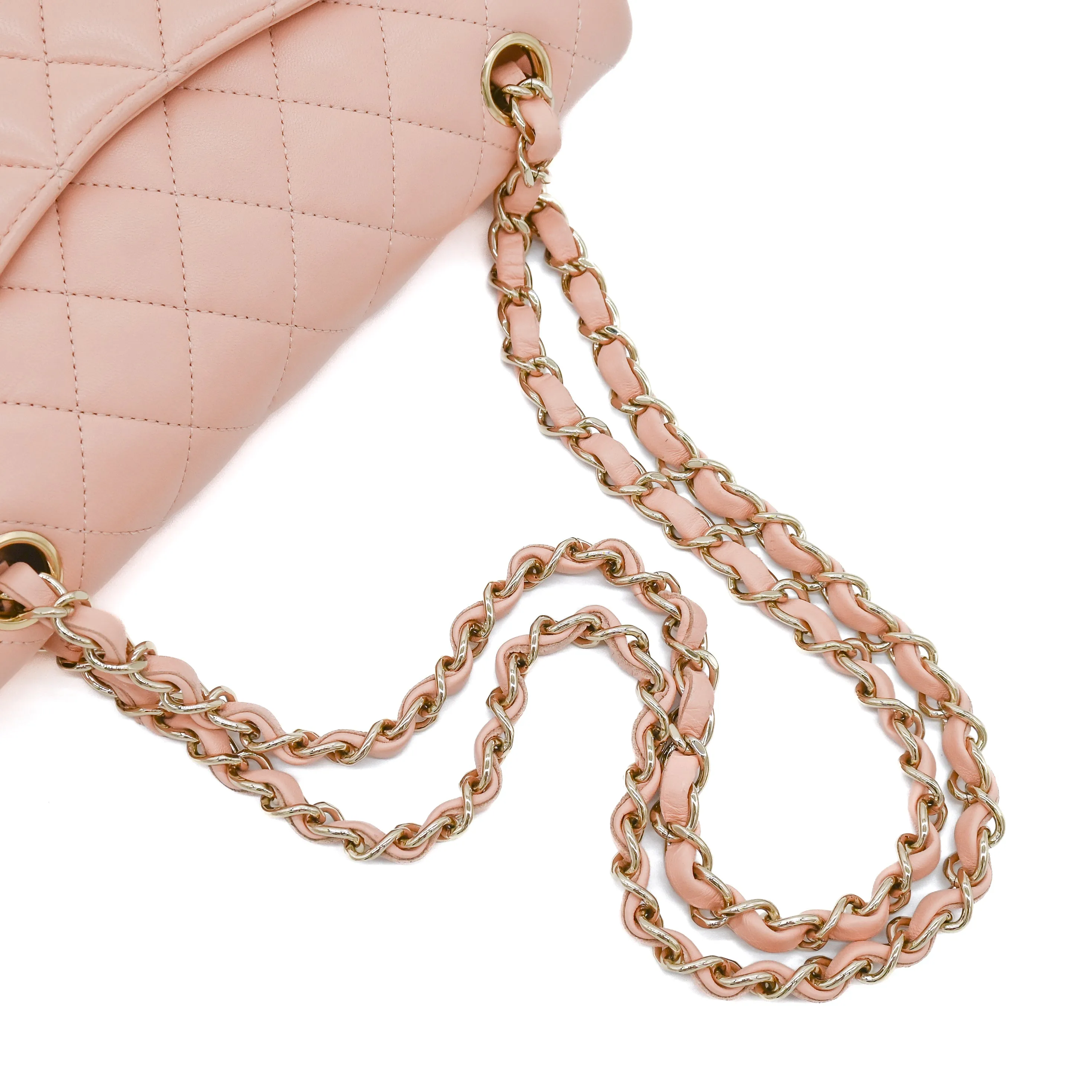 Chanel Small Classic Double Flap Pink Lambskin Light Gold Hardware