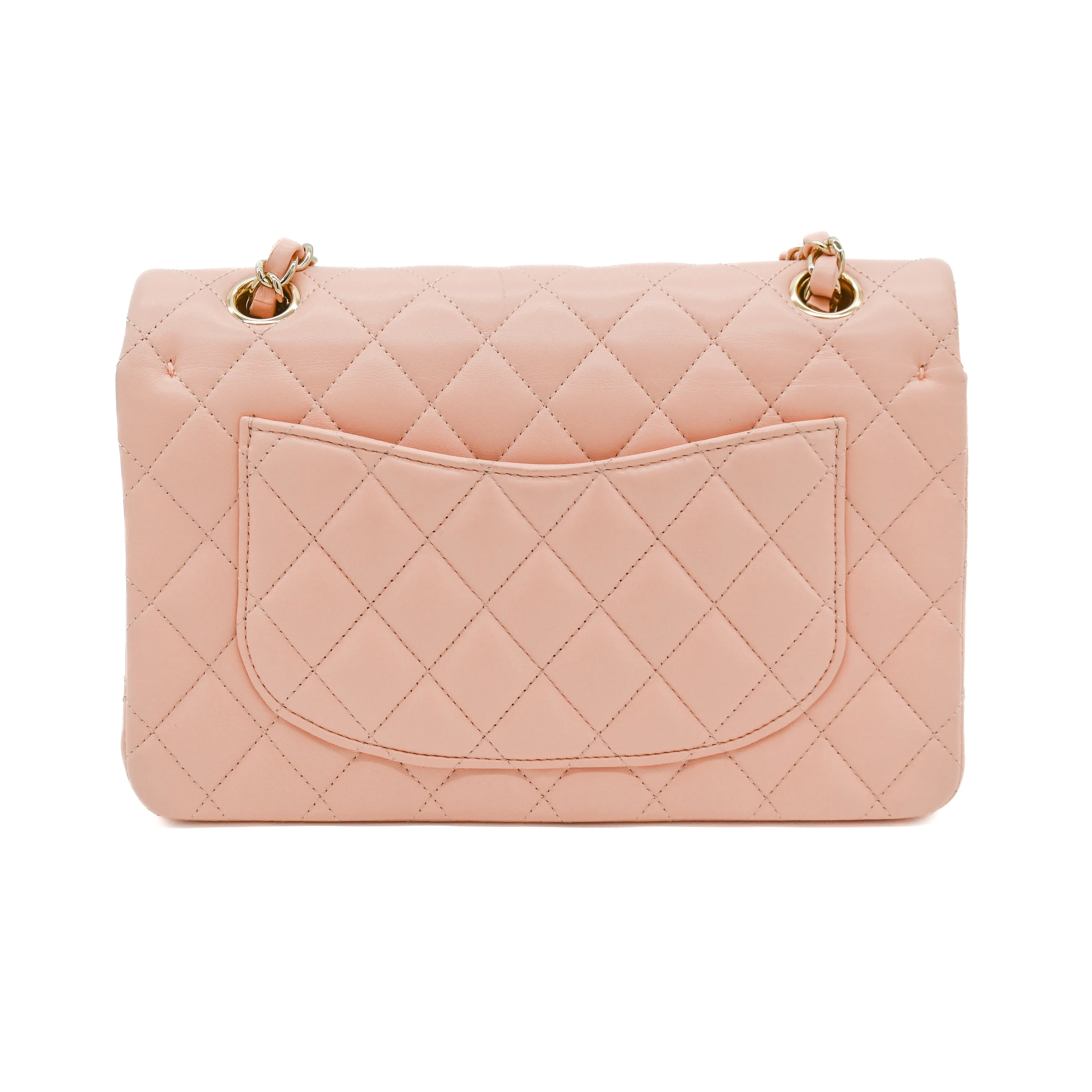 Chanel Small Classic Double Flap Pink Lambskin Light Gold Hardware