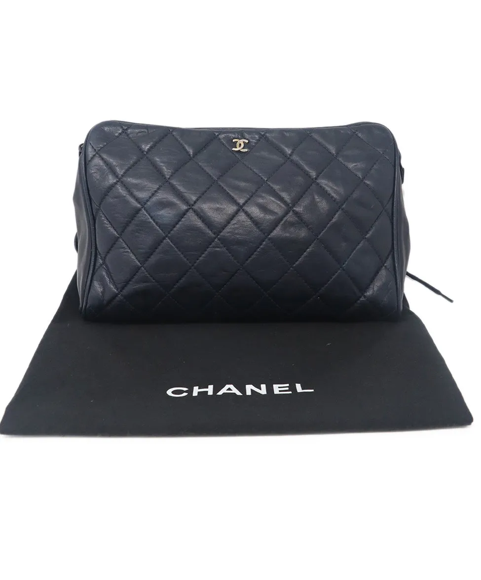 Chanel Vintage Navy Quilted Leather Clutch