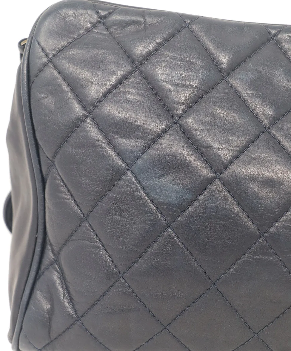 Chanel Vintage Navy Quilted Leather Clutch