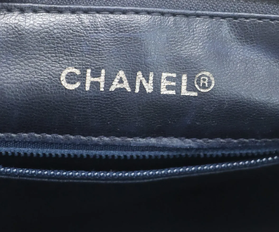 Chanel Vintage Navy Quilted Leather Clutch