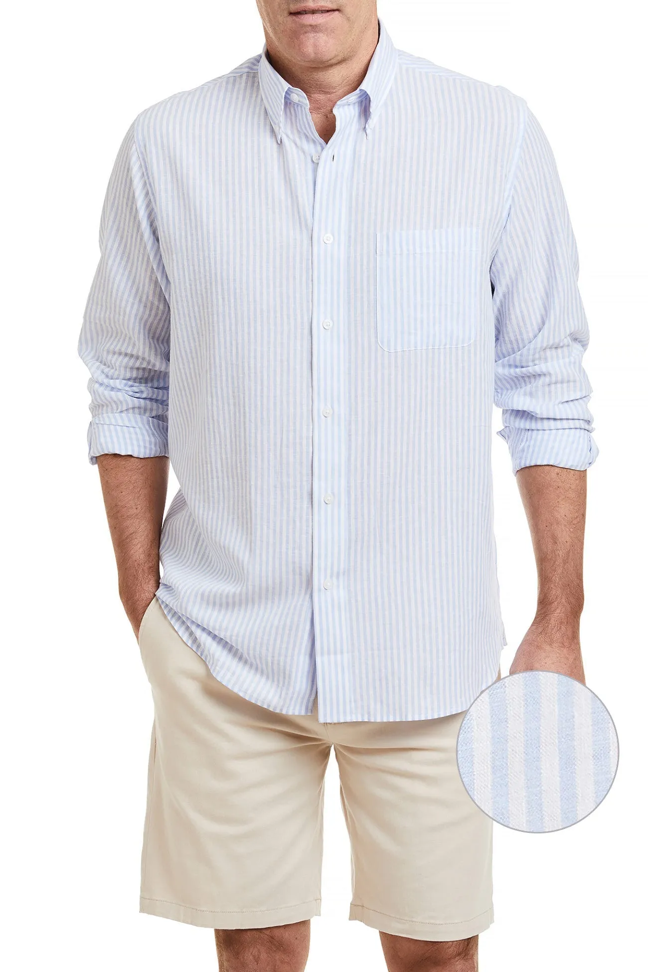 Chase Shirt Linen Blue Stripe