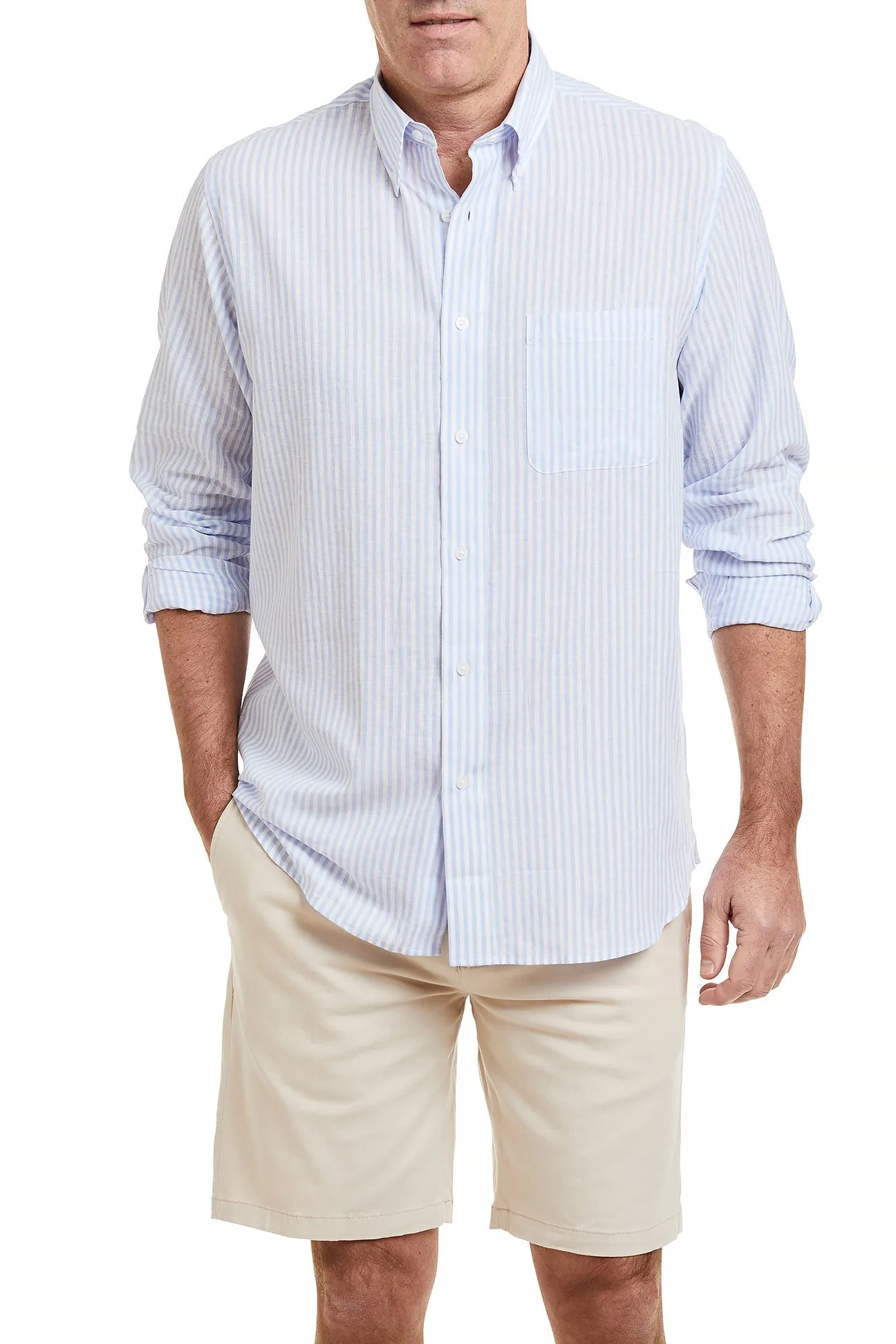 Chase Shirt Linen Blue Stripe