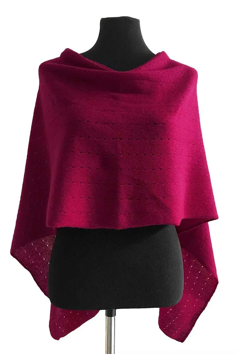 Cherry pink cashmere poncho Multiway