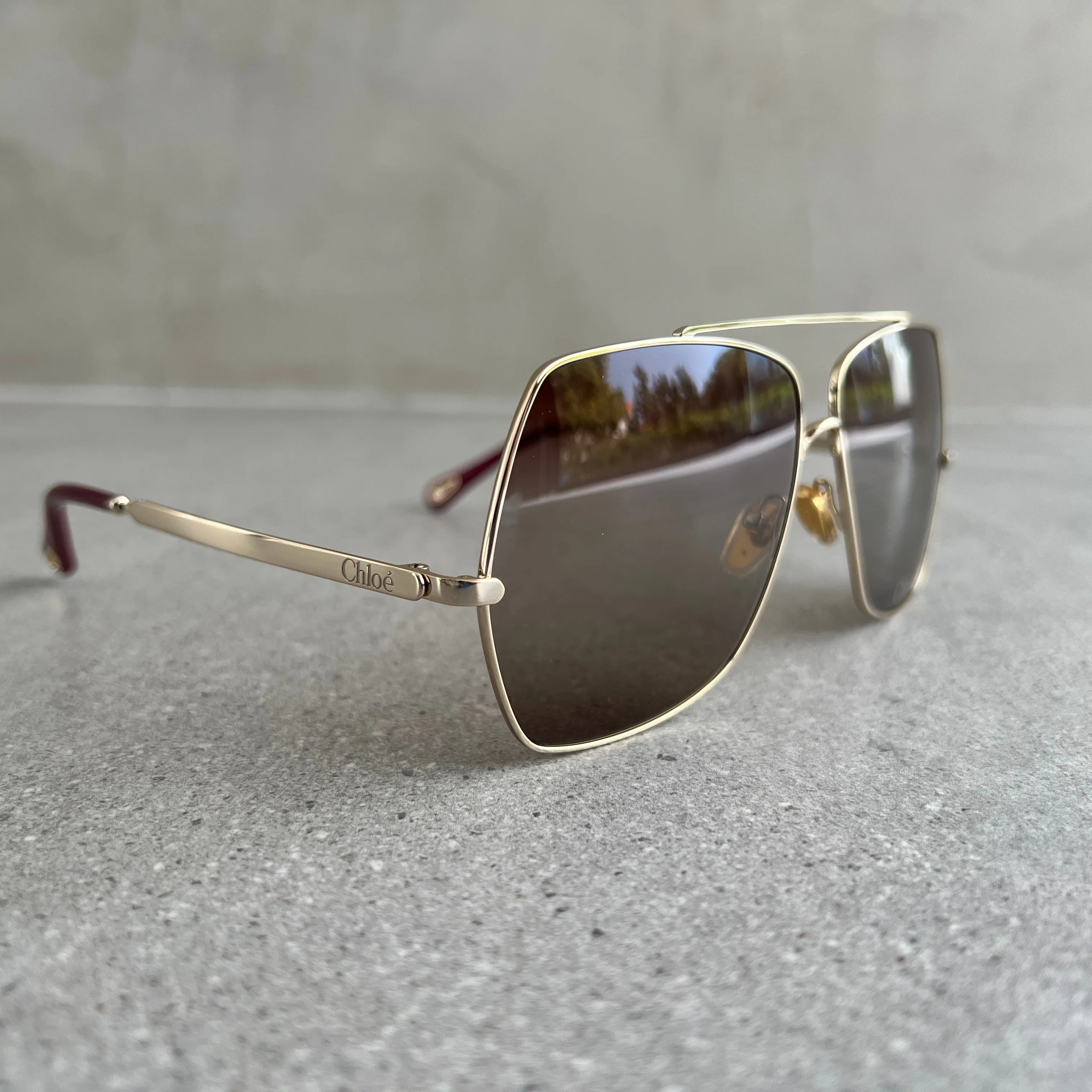 Chloe Sun CH0278S Aly Aviator, Gold/Brown