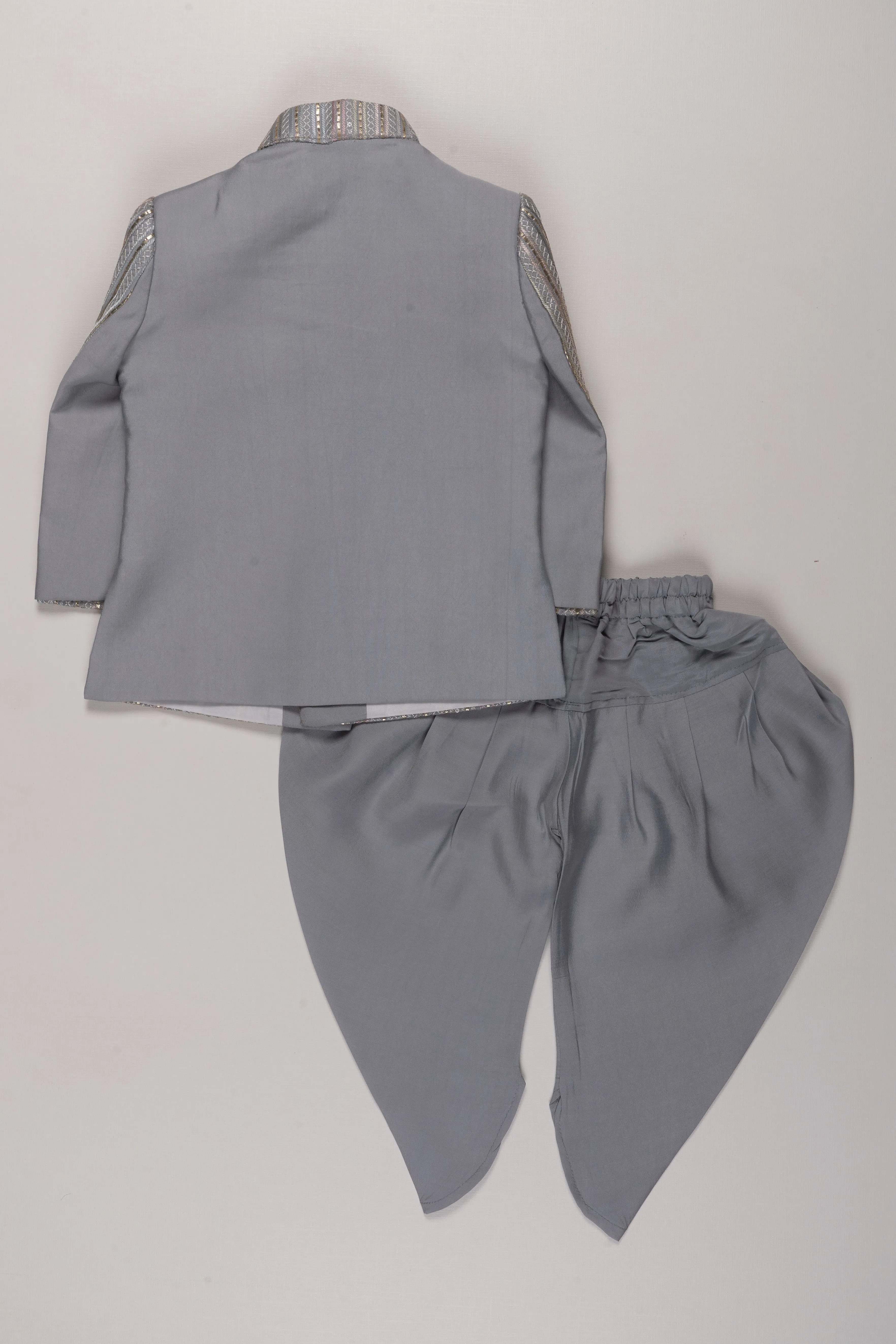 Classic Grey Sherwani and Pant Set for Boys - Timeless Style