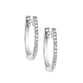 Classic Hoop Diamond Earrings White Gold