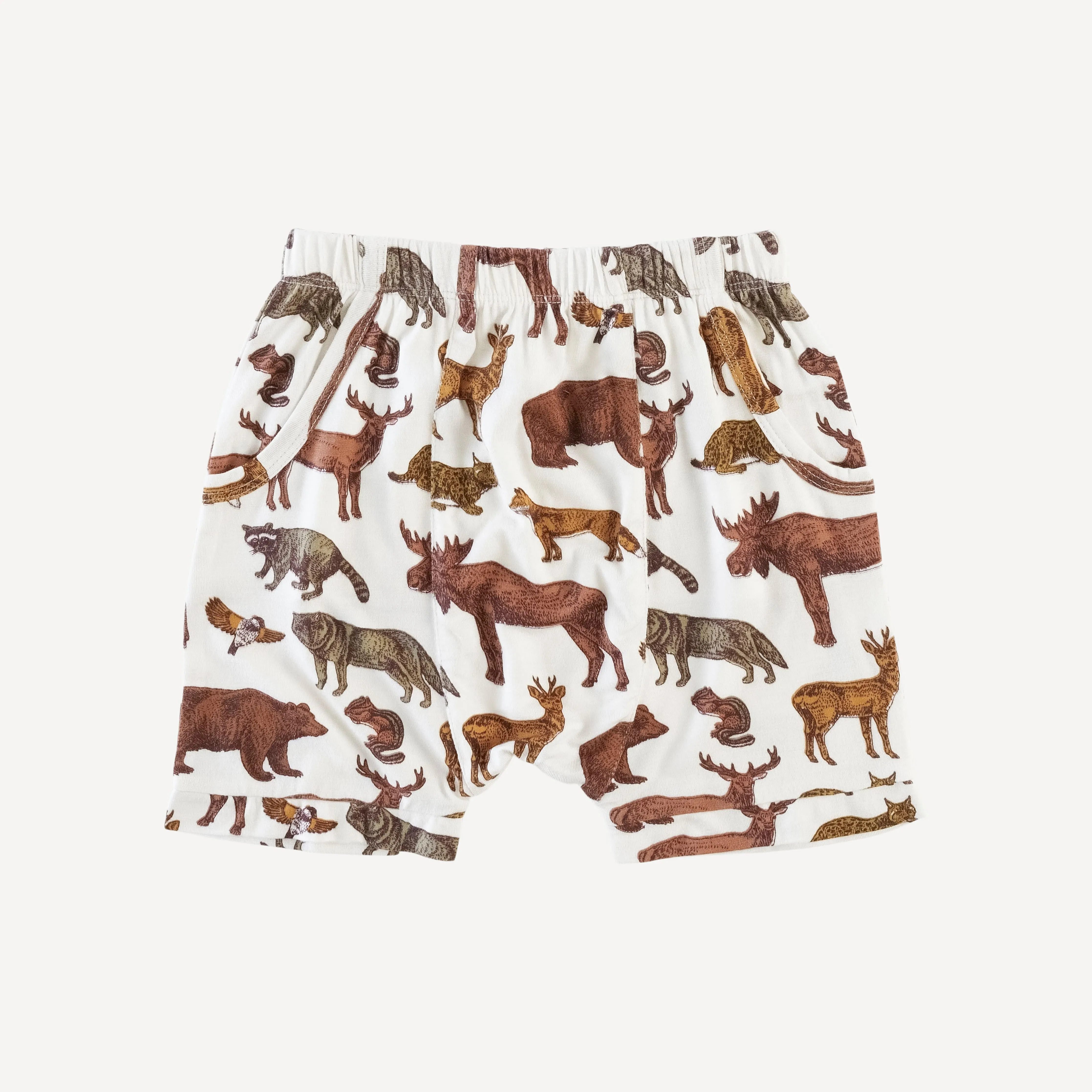 classic pocket panda short | coconut forest animals | lenzing modal