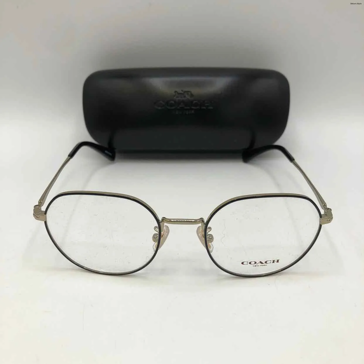 COACH Black Goldtone Pre Loved Wire Glasses w/Case