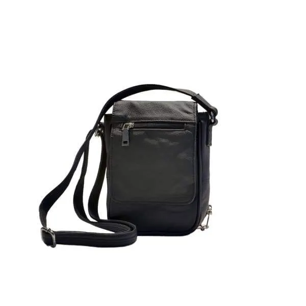 Compact Classic Flap Over Leather Conceal and Carry Lockable Crossbody