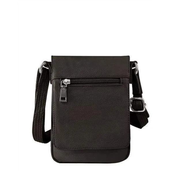 Compact Classic Flap Over Leather Conceal and Carry Lockable Crossbody